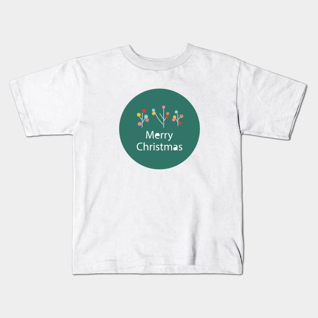 Merry Christmas colorful trees decoration Kids T-Shirt by sugarcloudlb-studio